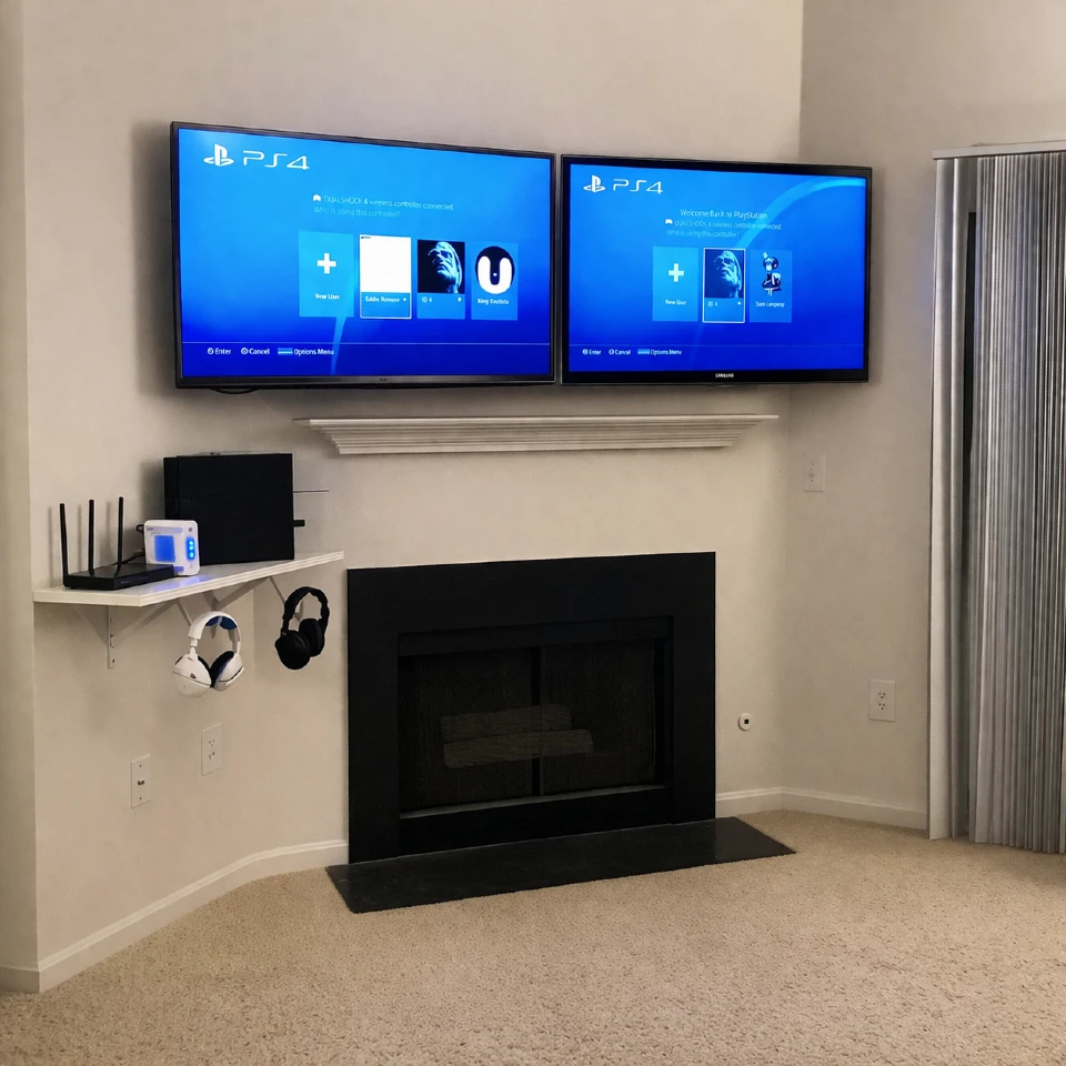 Dual TV mounting setup for gamers