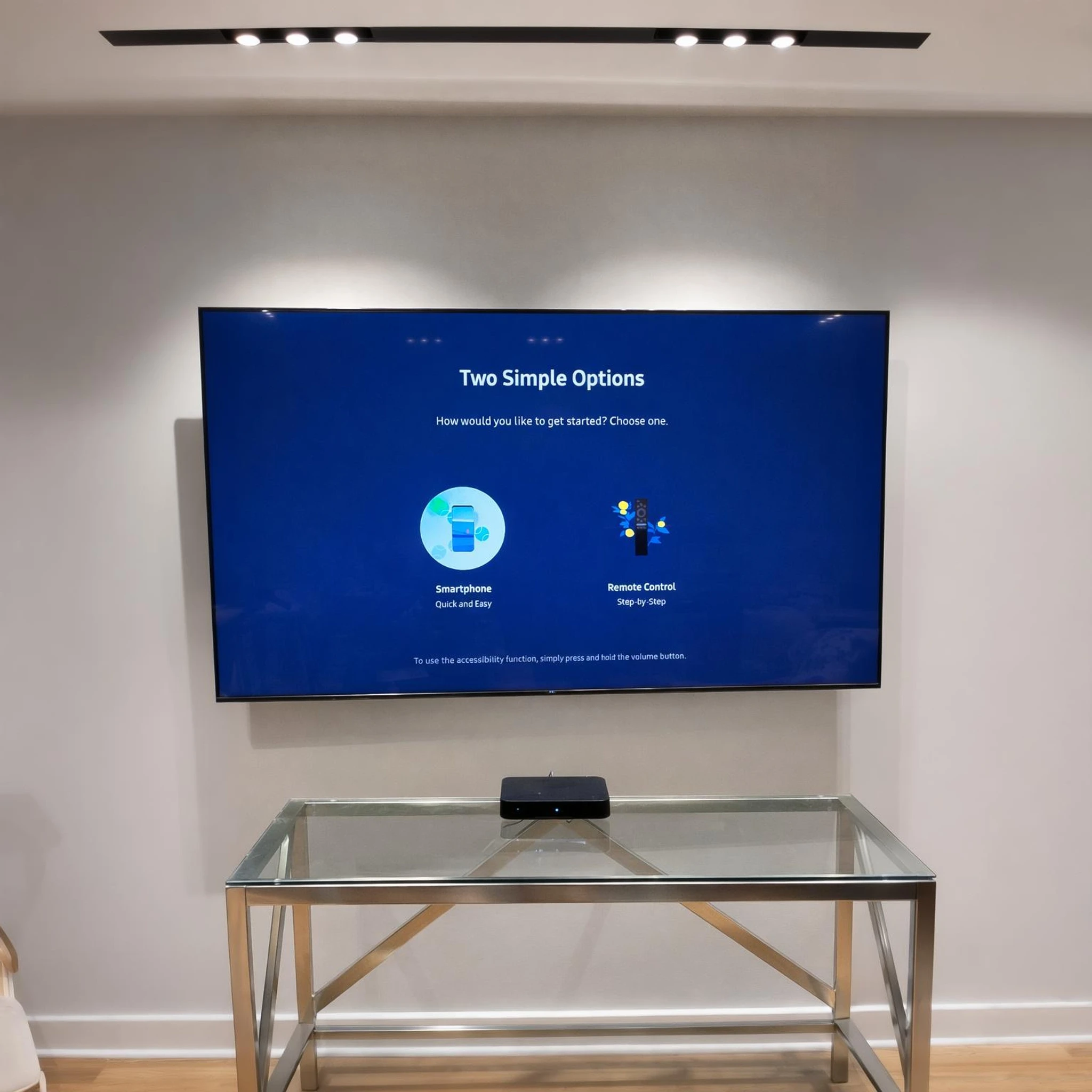 Modern wall-mounted TV installation with clean centered placement