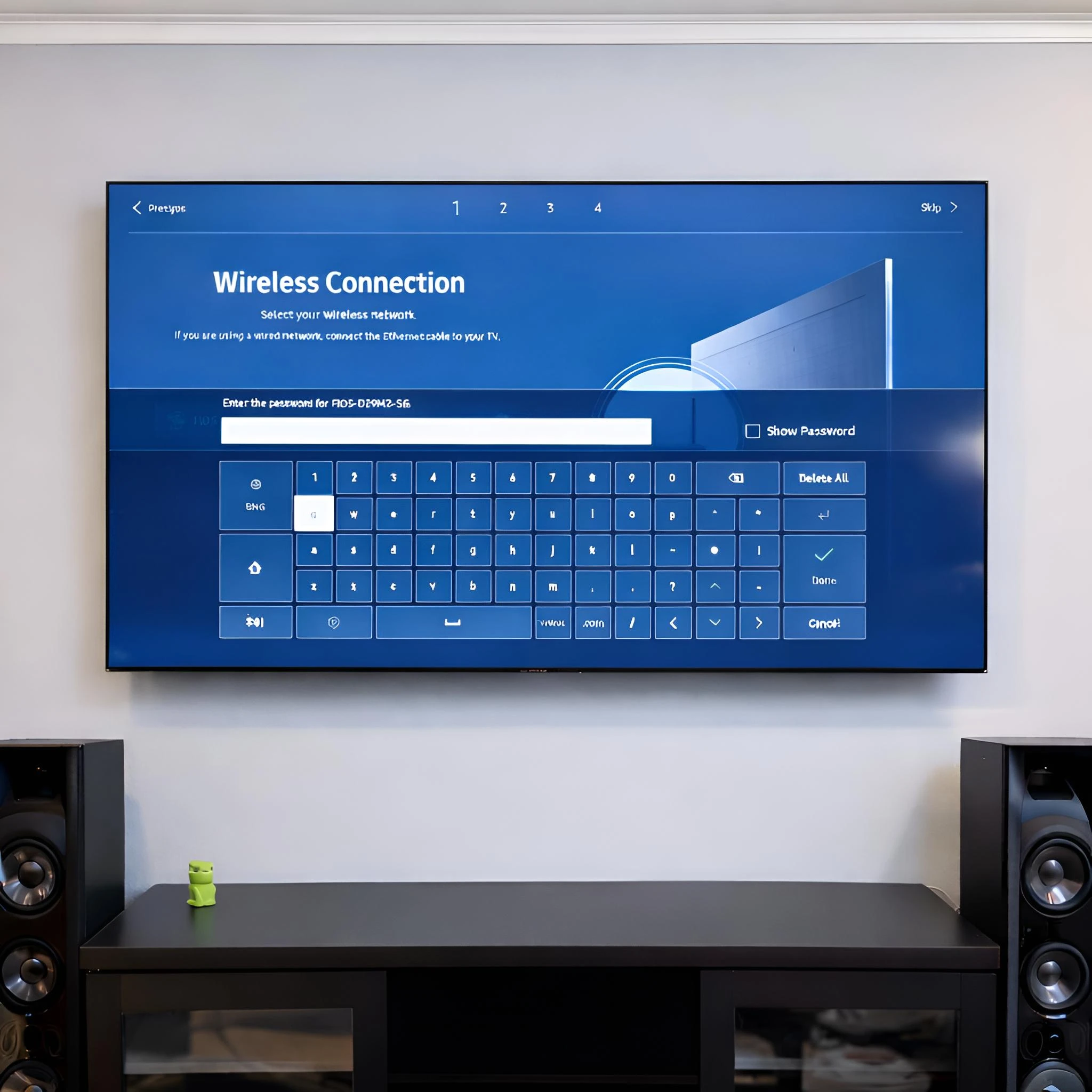 TV wall mount installation with clean wireless-style finish